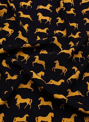 Плательная вискоза 180 г/м (н) лошади на черном - в интернет-магазине тканей Тессутидея арт. 04-1645