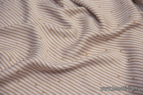 Плательная вискоза (н) коричневая полоска на кремовом - итальянские ткани Тессутидея арт. 04-1349
