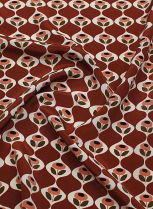 Крепдешин (н) цветочно-геометрический рисунок на бордово-коричневом - в интернет-магазине тканей Тессутидея арт. 10-3846
