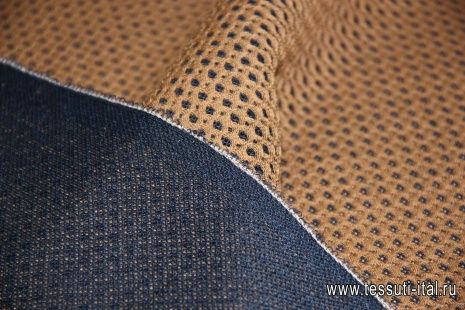 Трикотаж фактурный двусторонний (н) сине-коричневый ш-120см - итальянские ткани Тессутидея арт. 13-1107