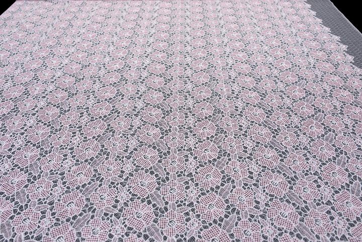 Кружевное полотно (н) бело-розовое в стиле Giambattista Valli - итальянские ткани Тессутидея арт. 03-6649