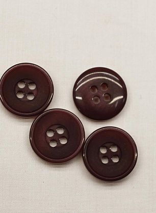 Пуговица пластик под рог 4 прокола d-15мм баклажановая - итальянские ткани Тессутидея F-6734