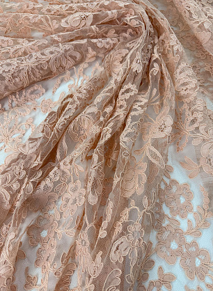 Кружевное кордовое полотно (о) бежево-розовое - в интернет-магазине тканей Тессутидея арт. 03-7556