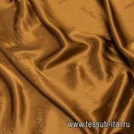 Подкладочная вискоза (о) бронзовая с надписью Max Mara - итальянские ткани Тессутидея арт. 08-1182