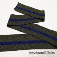 Подвяз с люрексом (н) зеленый с синей полосой 8*98см  - итальянские ткани Тессутидея арт. F-3760