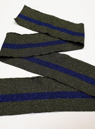 Подвяз с люрексом (н) зеленый с синей полосой 8*98см  - в интернет-магазине тканей Тессутидея арт. F-3760