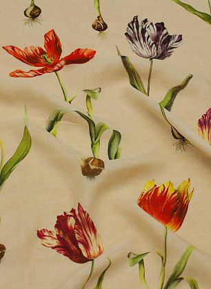 Шифон двухслойный (н) цветы на персиковом - в интернет-магазине тканей Тессутидея арт. 10-3362