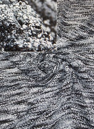 Трикотаж букле (н) серо-черный - в интернет-магазине тканей Тессутидея арт. 13-0850