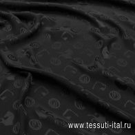 Шелк жаккард (о) лошади на черном - итальянские ткани Тессутидея арт. 10-3553