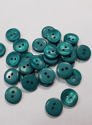 Пуговица пластик 2 прокола d-12мм бирюзовая - в интернет-магазине тканей Тессутидея арт. F-5296