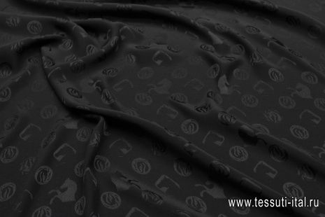 Шелк жаккард (о) лошади на черном - итальянские ткани Тессутидея арт. 10-3553