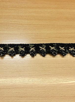 Тесьма кружевная с люрексом (н) черно-бежевая ш-3,5см - в интернет-магазине тканей Тессутидея арт. 03-4623