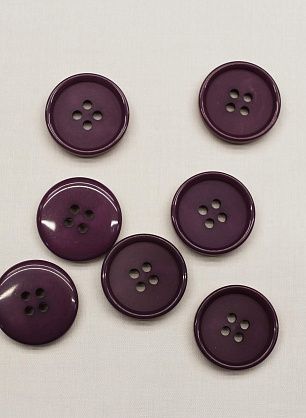 Пуговица пластик 4 прокола d-20мм фиолетовая - итальянские ткани Тессутидея F-6818