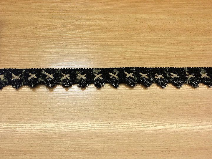 Тесьма кружевная с люрексом (н) черно-бежевая ш-3,5см - итальянские ткани Тессутидея арт. 03-4623