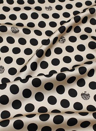 Плательная вискоза (н) черный горох на бежево-розовом - в интернет-магазине тканей Тессутидея арт. 04-1667