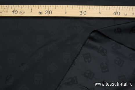 Плащевая (о) логотип на черном - итальянские ткани Тессутидея арт. 11-0494