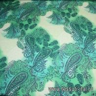 Трикотаж (н) сине-зеленый орнамент ш-150см - итальянские ткани Тессутидея арт. 13-0877