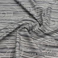 Сорочечная (н) жаккардовый принт на черно-бело-серой полоске - итальянские ткани Тессутидея арт. 01-7376