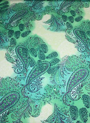Трикотаж (н) сине-зеленый орнамент ш-150см - в интернет-магазине тканей Тессутидея арт. 13-0877