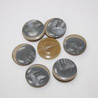Пуговица пластик на ножке серая с ободком d-28mm  - итальянские ткани Тессутидея арт. F-2549