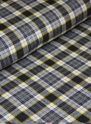 Костюмная клетка (н) черно-бело-желтая ш-150см - в интернет-магазине тканей Тессутидея арт. 05-2102