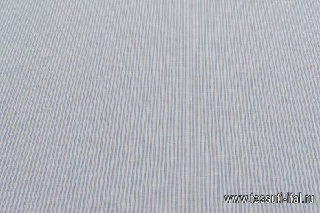 Лен (н) бело-голубая полоска - итальянские ткани Тессутидея арт. 16-0829