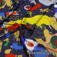 Сорочечная (н) яркая абстракция на темно-синем - итальянские ткани Тессутидея арт. 01-7539