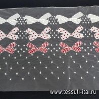 Плательная сетка с вышивкой (о) белые бантики на белом ш-30см - итальянские ткани Тессутидея арт. 13-0921