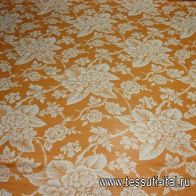 Шифон (н) белый цветочный орнамент на оранжевом Valentino - итальянские ткани Тессутидея арт. 02-5712