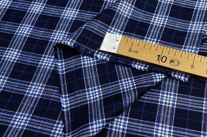 Костюмная клетка (н) сине-бело-голубая Kiton - итальянские ткани Тессутидея арт. 05-3210