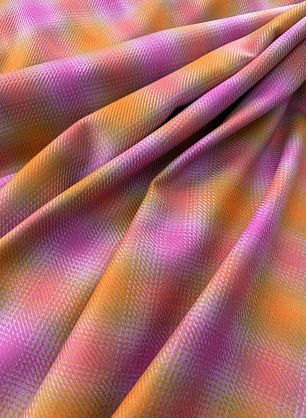 Костюмная шерсть+шелк (о) розово-оранжевая стилизованная клетка - в интернет-магазине тканей Тессутидея арт. 05-5087