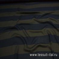 Крепжоржет стрейч (н) коричнево-синяя полоска ш-130см - итальянские ткани Тессутидея арт. 02-5809