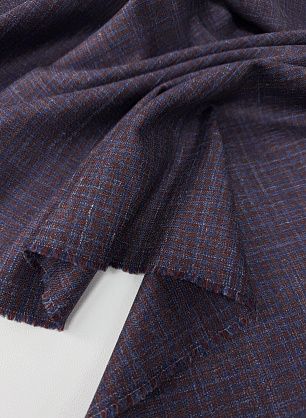 Костюмная шерсть+шелк (н) бордово-голубая мелкая клетка - в интернет-магазине тканей Тессутидея арт. 05-5113