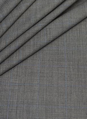 Костюмная клетка (н) черно-бело-голубая - в интернет-магазине тканей Тессутидея арт. 05-3385