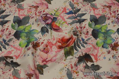 Шифон (н) цветочная абстракция на айвори - итальянские ткани Тессутидея арт. 10-3228