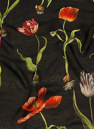 Шифон двухслойный (н) цветы на черном - в интернет-магазине тканей Тессутидея арт. 10-3361