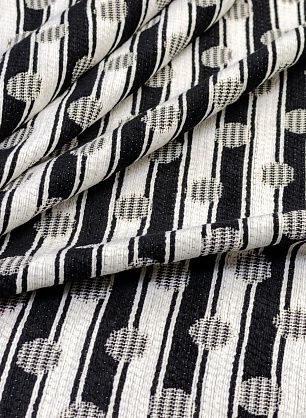 Жаккард (н) черно-белый горох на полоске - в интернет-магазине тканей Тессутидея арт. 03-5848