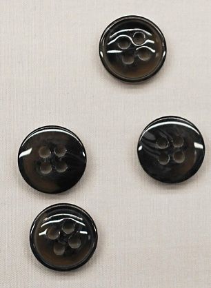 Пуговица пластик под рог 4 прокола d-15мм серо-черная - в интернет-магазине тканей Тессутидея арт. F-6814