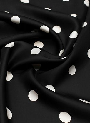 Плательная вискоза (н) белый горох на черном - в интернет-магазине тканей Тессутидея арт. 04-1649