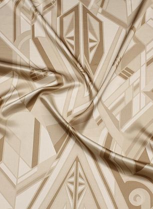 Шелк атлас (н) бежево-коричневый геометрический рисунок - в интернет-магазине тканей Тессутидея арт. 10-4059