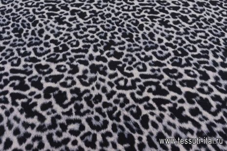 Крепдешин (н) серо-черный хищный принт - итальянские ткани Тессутидея арт. 10-2571