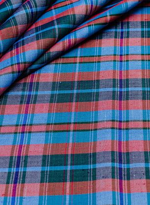 Плательная клетка (н) красно-зелено-голубая - в интернет-магазине тканей Тессутидея арт. 03-5677