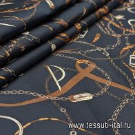 Хлопок (н) цепи и ремни на темно-синем - итальянские ткани Тессутидея арт. 01-7107