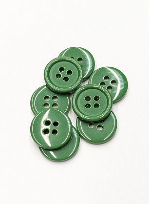 Пуговица костюмная пластик 4 прокола d-15мм зеленая  - в интернет-магазине тканей Тессутидея арт. F-6062