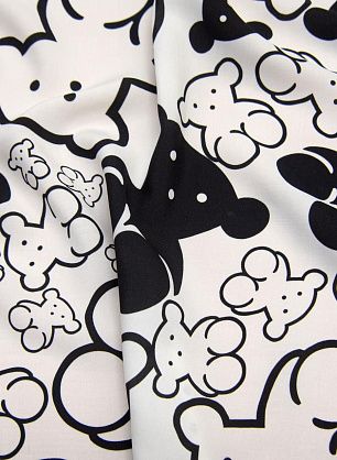 Плательная вискоза (н) бело-черные стилизованные мишки - в интернет-магазине тканей Тессутидея арт. 04-1373