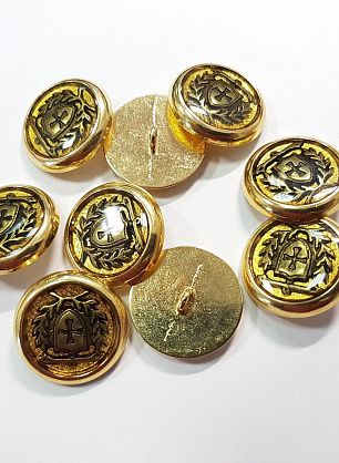 Пуговица металл золото на ножке d-23мм с геральдикой - в интернет-магазине тканей Тессутидея арт. F-5602