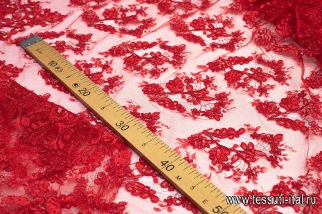 Кружевное полотно (о) красное - итальянские ткани Тессутидея арт. 03-6137