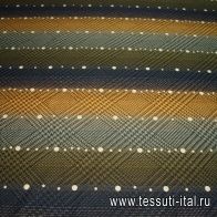 Жаккард (н) бежево-зеленый орнамент  - итальянские ткани Тессутидея арт. 03-3424