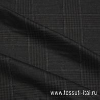 Пальтовая кашемир+шерсть двухслойная (н) черно-коричневая клетка/черная - итальянские ткани Тессутидея арт. 09-2088