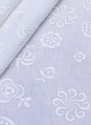 Хлопок с вышивкой (о) белый - в интернет-магазине тканей Тессутидея арт. 01-5236